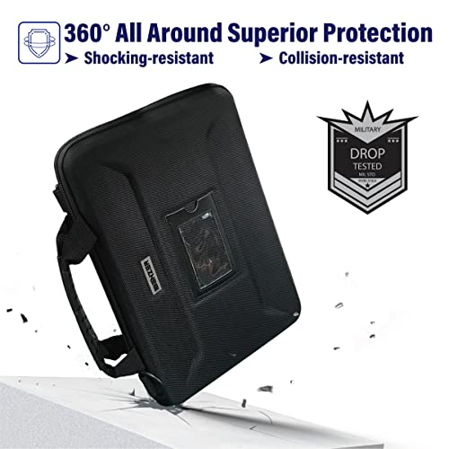 IBENZER EVA Stay-in Protective Case for 11" MacBook Air/Asus/Acer/Samsung/HP/Lenovo Chromebook Laptop, Hardshell Laptop Bag with ShoulderStrap & Handle for K-12 Students, Work, Black, EVA-LS-BK - size: 11 INCH