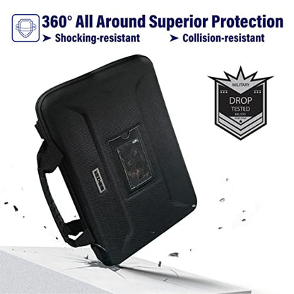 IBENZER EVA Stay-in Protective Case for 11" MacBook Air/Asus/Acer/Samsung/HP/Lenovo Chromebook Laptop, Hardshell Laptop Bag with ShoulderStrap & Handle for K-12 Students, Work, Black, EVA-LS-BK - size: 11 INCH
