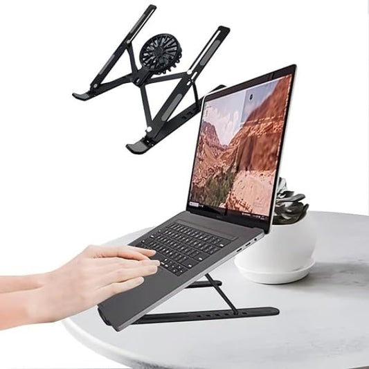 Portable Laptop Stand with Cooling Fan, Laptop Stand, Detachable Adjustable Laptop Riser, Compatible with 18-inch Laptops (Black with Fan) - color: Black with fan