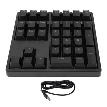Number Pad, Mechanical 34 Keys USB C Wired Numeric Keypad with RGB Backlit, Blue Switches, Plug and Play for Laptop and Desktop (Black)