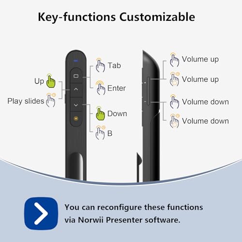 N76 Rechargeable Presentation clicker for PowerPoint Presentations | Presentation Remote with Red Laser, Long Range Wireless Presenter, USB-A Slide Advancer with Mac/Windows/Linux/Android - color: Red - Rechg. - USB-A