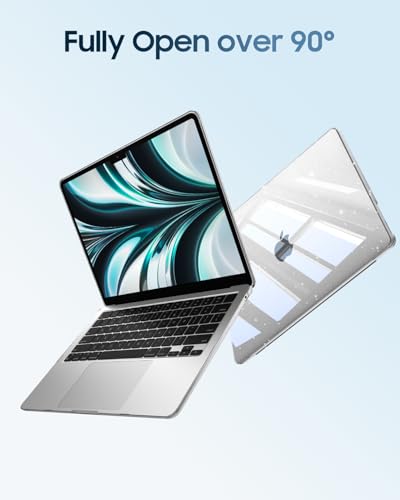 Fintie Case for MacBook Air 13 inch A3449/A3240/A3113/A2681 2022-2026 | M2/M3/M4/M5, Snap On Hard Shell, Full Port Access, Easy On/Off, Lightweight, Glittering Clear - color: Glittering Orange
