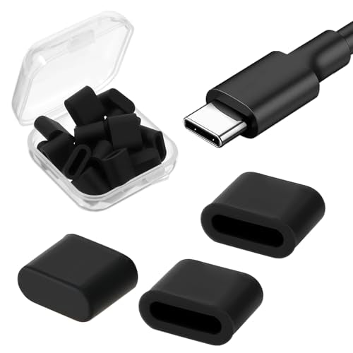 20Pcs USB C Dust Cover, Silicone Black Usbc Cover Cap Reusable Lightweight Type C Protector Cap Portable Anti Dust Caps for Charging Male Port