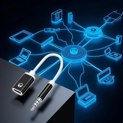 3.5mm Male to USB C Female Audio Adapter, Only Analog Audio Aux Jack Cable for Smartphone Laptop Tablet MP3 （Black）