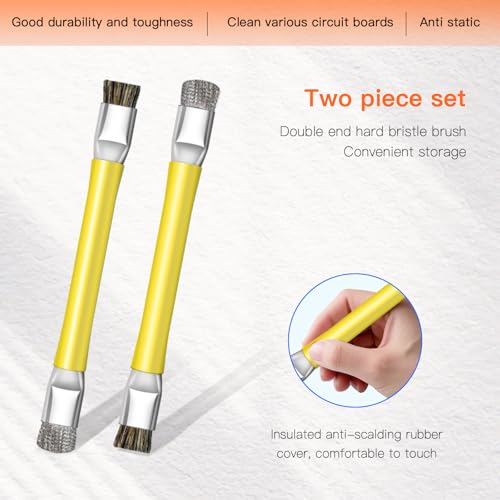 ESD Safe Anti-Static IC Cleaning Brush Tool -2Pcs Double Head Motherboard Hard Brush for IC Glue Removal,PCB Cleaning, Circuit Board Maintenance,Mobile Phone Repair - Yellow - color: yellow