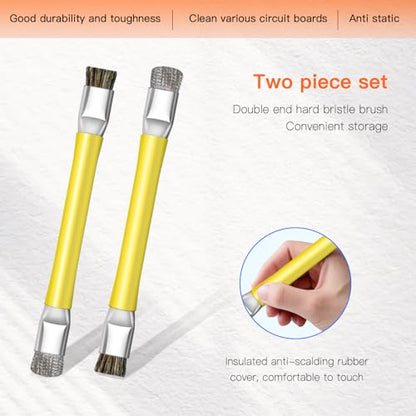 ESD Safe Anti-Static IC Cleaning Brush Tool -2Pcs Double Head Motherboard Hard Brush for IC Glue Removal,PCB Cleaning, Circuit Board Maintenance,Mobile Phone Repair - Yellow - color: yellow