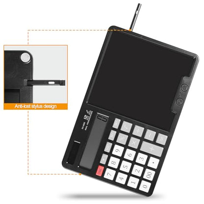 Calculator with Writing Pad - Solar & Battery Dual Power Supply - 12-Digit Large Display Calculator for Business and Office Use (HY-666S) - color: HY-666S