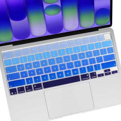Allinside Keyboard Cover for 2026 MacBook Neo 13-inch A3404 (A18 Pro) & MacBook Air 13"/15" and MacBook Pro 14"/16" (M5 Chip), Premium Silicone Keyboard Protector Skin, US ANSI Layout, Ombre Blue - color: Ombre Blue