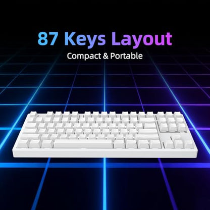 IROK FE87 V2 Wired TKL Layout Mechanical Keyboard, Support SODC, Gasket Structure, Hot Swappable, Gaming Keyboard (White/Twilight Smoke Switch) - color: white, size: Twilight Smoke Switch