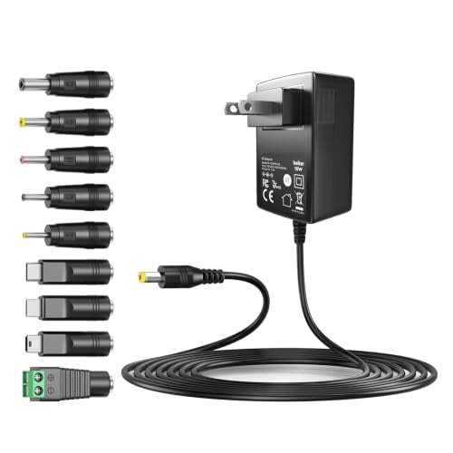 Belker 5V 2A 1.5A 1A USB C AC DC Adapter 10W Power Supply with 9 Tips | 5V Wall Charger Power Cord for Household Electronics TV Box Router Mini Fan LED Strip Speaker - size: 5V 2A