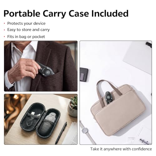 Presentation Clicker for PowerPoint, Wireless Presenter Remote with Case | USB A/C Receiver, Rechargeable Battery, Carrying Case Included