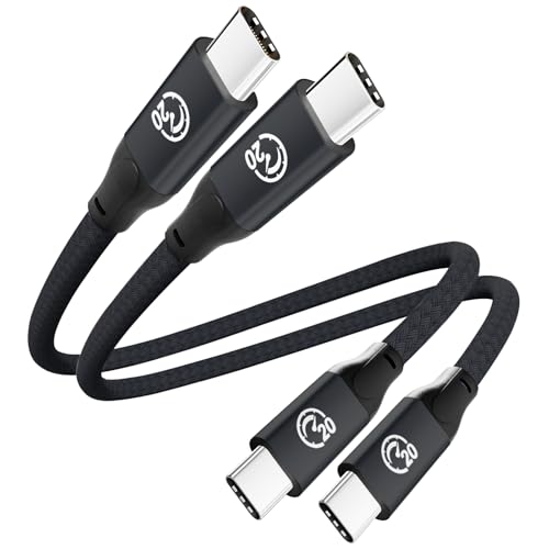 UseBean USB C to USB C Cable 100W 0.6FT(2 Pack), Short USB C 3.2 Gen 2X2 20Gbps 4K@60HZ Video Cable,Type C to C Charger Cord Fast Charge,for iPhone 15,MacBook, iPad Pro Air Mini,Galaxy S24/S23 - color: Black, size: 0.6FT(2PACK)