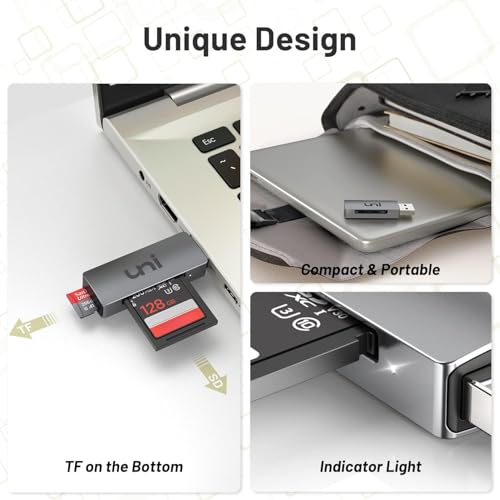 uni SD Card Reader, USB 3.0 SD Card Adapter High-Speed Micro SD Memory Card Reader Support SD/Micro SD/TF/SDHC/SDXC/MMC/UHS-I Card Compatible with Mac, Win, Linux, PC, Laptop, Chromebook, Camera