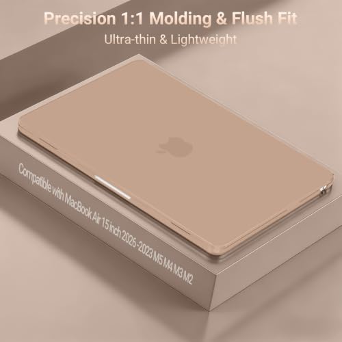 MOSISO Compatible with MacBook Air 15 inch Case M5 2026 M4 M3 M2 2025-2023 | A3448 A3241 A3114 A2941, Scratch-Resistant Protective Hard Shell Case&Keyboard Cover&ScreenFilm&Pouch, Bronze Brown - color: Bronze Brown