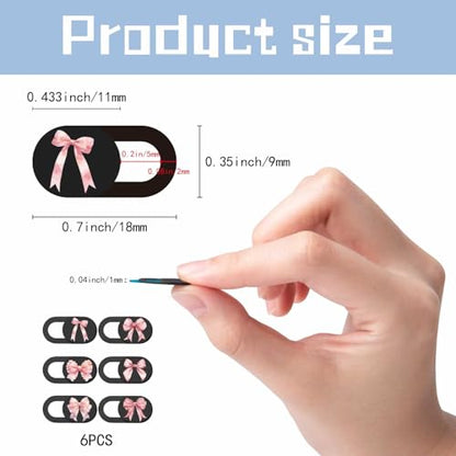 6Pcs 6 Styles Pink Bow Camera Cover Slide Cute Privacy Guard Accessories, Phone Front Camera Blocker 0.04 Inch Ultra Thin for Laptop Desktop Computer Tablet Notebook Mini PC Office Use - color: Pink Bow