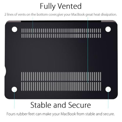 UESWILL 2in1 Smooth Soft Touch Matte Hard Shell Case with Silicone Keyboard Cover Compatible with MacBook Pro 13 inch with CD-ROM (Non-Retina) (Model A1278) + Microfibre Cleaning Cloth, Black - color: Black, size: MacBook Pro 13" (CD-ROM)
