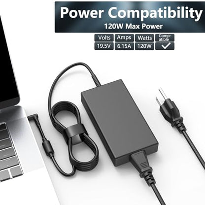 120W 19.5V 6.15A AC Charger for HP USB-C Dock G5 5TW10UT 5TW10AA USB-C/A Universal Dock G2 5TW13AA Envy 15 17 Series Omen 15-5000 5100 5200 710415-001 L41856-001 Power Supply Adapter Cord
