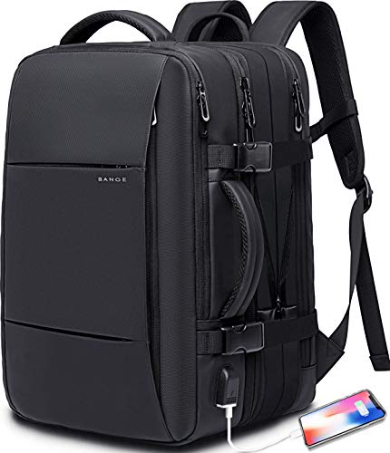 35L Travel Backpack,Flight Approved Carry On Backpack for International Travel Bag, Water Resistant Durable 17-inch Laptop Backpacks,Large Daypack Business Weekender Luggage Backpack for Men Women - color: Black, size: 35L(expansion)