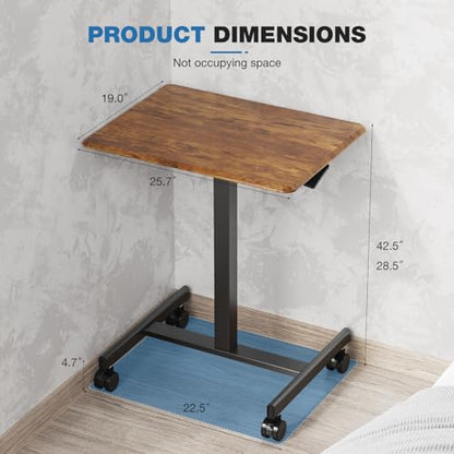 OLIXIS Mobile Rolling Desk with Wheels,Adjustable Laptop Desk, Rustic Brown | Adjustable Rolling Design Creates a Flexible Workspace for Home Office - color: Rustic Brown