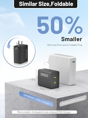 45W Dual USB C Wall Charger, Foldable GaN Fast PD PPS Power Adapter | Compact Travel Design, Charge 2 Devices Simultaneously, Built-in Safety Protection, Universal USB-C Compatibility - color: 45W Black