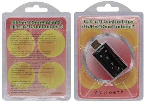 Hi-Speed USB 2.0 7.1-Channel Virtual USB 3D Stereo Audio Adapter External Sound Card with 3.5 mm Audio and Microphone Ports, Internal Amplifier and Volume Controls - color: led