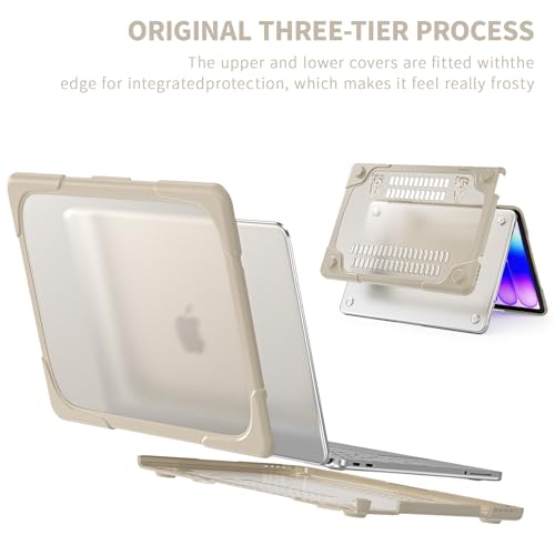 Batianda Heavy Duty Case for MacBook Neo 13 Inch 2026, Rock Gray | Fits Model A3404 A18 Pro Chip, Ergonomic Foldable Stand Holds 22lbs, TPU Bumper, Matte Translucent Shockproof Hard Shell - color: Rock Gray