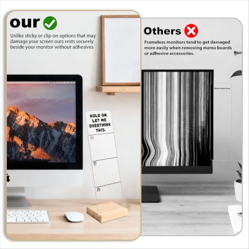 Monitor Memo Board with Removable Wooden Base Acrylic Portable Sticky Note Holder, Hold on let Me Overthink This Acrylic Message Board Sign, Office Desk Set Sticky Notes 100 Sheets - color: Note Holder