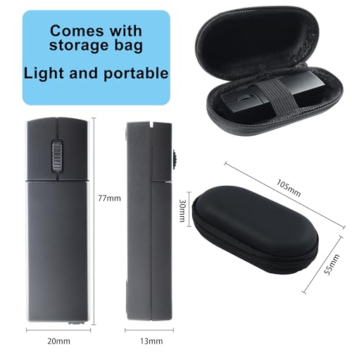 Wireless Bluetooth Mouse, Mini 3-Mode (BT4.0/5.0+2.4G) Noiseless Rechargeable Travel Mice with Mouse Case, 3 Buttons 1200 DPI Ultra Lightweight Portable Wireless Mice for Desktop Laptops PC（Black） - color: Black