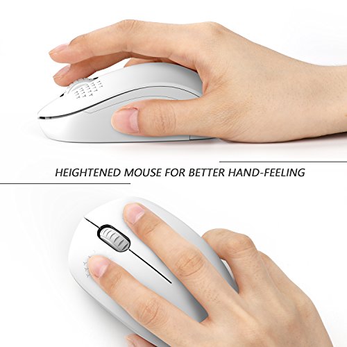 seenda Wireless Mouse for Laptop, 2.4G Noiseless Mouse with USB Receiver - Optical Tracking Portable Computer Mice for Chromebook, PC, Tablet, Windows System, 24 Months Battery Life - Pure White - color: Pure White