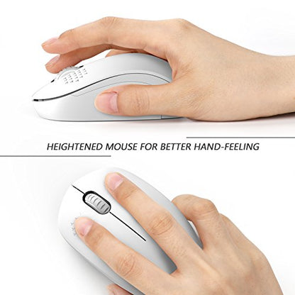 seenda Wireless Mouse for Laptop, 2.4G Noiseless Mouse with USB Receiver - Optical Tracking Portable Computer Mice for Chromebook, PC, Tablet, Windows System, 24 Months Battery Life - Pure White - color: Pure White