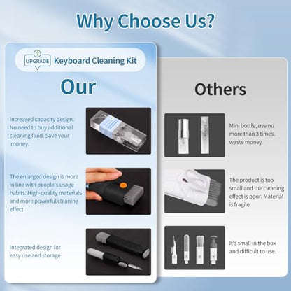Keyboard Cleaner Laptop Cleaning Kit - Computer Tech Cleaning Brush, Electronic Screen Cleaner Spray and Wipe with Multi-Function Cleaning Tool for MacBook, Tablet, iPhone, Earbuds, Camera, Gaming - color: Black