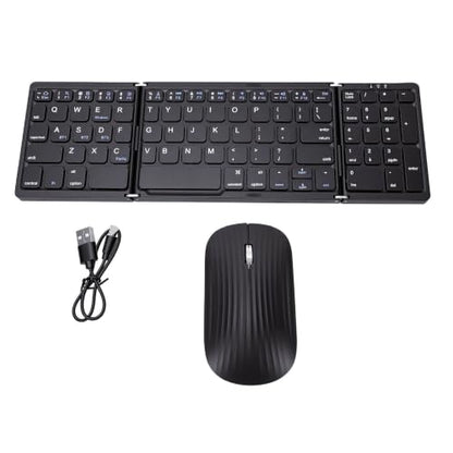 Foldable Keyboard and Mouse Combo, BT5.1 Full Size with Number Pad, 81 Keys, USB C Rechargeable, Scissor Switch, for Smartphone Laptop Tablet