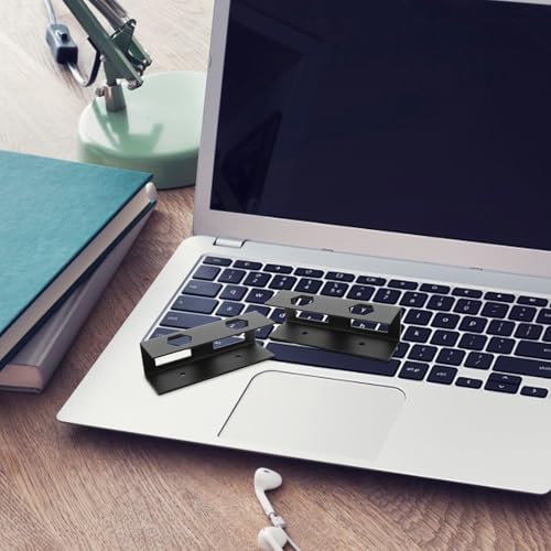 Didiseaon Desk Metal Laptop Bracket and Keyboard Holder for Office Use, Black Compact Mounting Stand with Storage Shelf Compatible with Tablets and Laptops