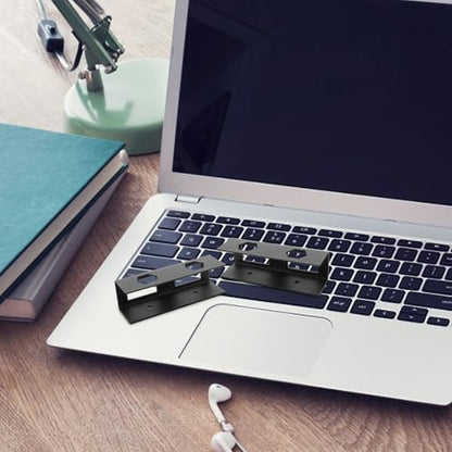 Didiseaon Desk Metal Laptop Bracket and Keyboard Holder for Office Use, Black Compact Mounting Stand with Storage Shelf Compatible with Tablets and Laptops