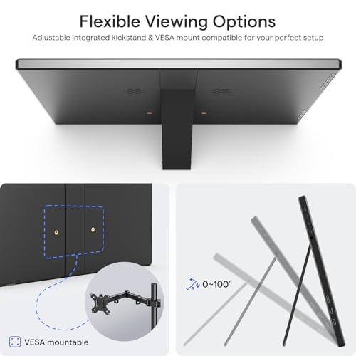 Yxk Portable Monitor 14 Inch 1200P 60Hz IPS HDR Ultra-Slim Travel Monitor with Dual Speakers USB-C HDMI Second Screen for Laptop PC Mac Phone Xbox PS4/5 Switch, VESA Kickstand, Zero Frame Gaming - size: 14
