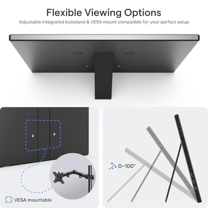 Yxk Portable Monitor 14 Inch 1200P 60Hz IPS HDR Ultra-Slim Travel Monitor with Dual Speakers USB-C HDMI Second Screen for Laptop PC Mac Phone Xbox PS4/5 Switch, VESA Kickstand, Zero Frame Gaming - size: 14