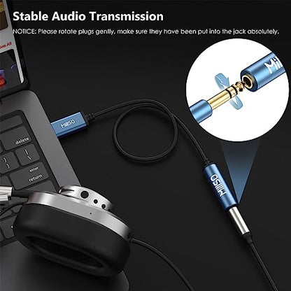 MillSO USB to 1/4 Jack Audio Adapter Type-A to 6.35mm Female TRS Headphone Aux Adapter Stereo USB External Sound Card for Laptop, PC, Amplifier, Speaker, 6.35mm Headphone - style: USB-A Male to 1/4 Female
