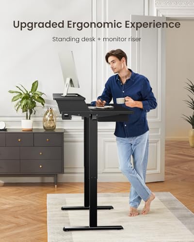 ErGear 55 X 30 Inch Electric Standing Desk with 4 Drawers, Height Adjustable Desk with Storage, C-Clamp Mount Compatible, Home Office Table with Cable Management Tray, Black - color: Black, size: 55 X 30 Inch