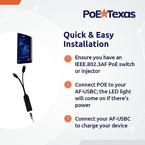 PoE Texas PoE Power for USB-C Devices, Including Google WiFi & Raspberry Pi – for POS Systems, Digital Signage & More, 802.3af POE to 5 Volt Splitter, Extend Power Delivery Up to 328 Feet - size: PoE (12w) - USB-C Power