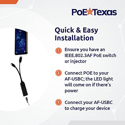 PoE Texas PoE Power for USB-C Devices, Including Google WiFi & Raspberry Pi – for POS Systems, Digital Signage & More, 802.3af POE to 5 Volt Splitter, Extend Power Delivery Up to 328 Feet - size: PoE (12w) - USB-C Power