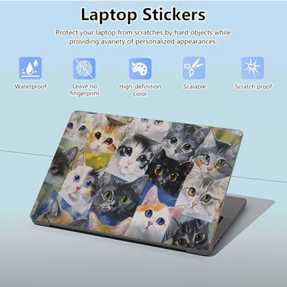 Universal Laptop Skin Sticker with 2 Wrist Pad Skins, Waterproof Scratch Resistant Vinyl Laptop Cover Decal, Cut to Fit for 11–15.6 Inch MacBook HP Dell Lenovo, Cats - color: Cats