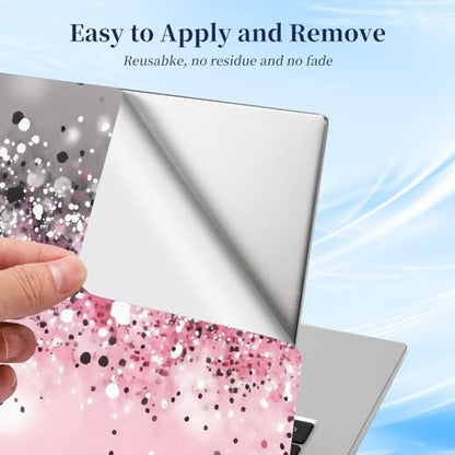 Universal Laptop Protective Skin,Trim-to-Fit Vinyl Sticker for 13–16 Inch Laptop,MacBook,Tablet & Notebook,Scratch-Proof Waterproof Cover,Pink Glitter Sequins - color: Pink Glitter Sequins