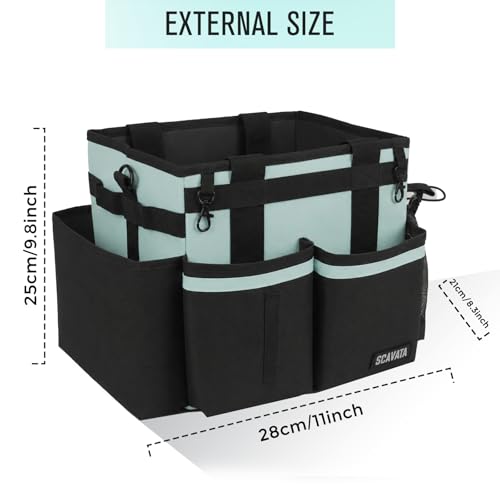 SCAVATA Compact Wearable Cleaning Caddy with Handle & Shoulder Straps | Small Cleaning Supplies Organizer, Under Sink & Car Cleaning Tools Storage Bag for Housekeepers Cleaners, Baby Blue - color: BabyBlue