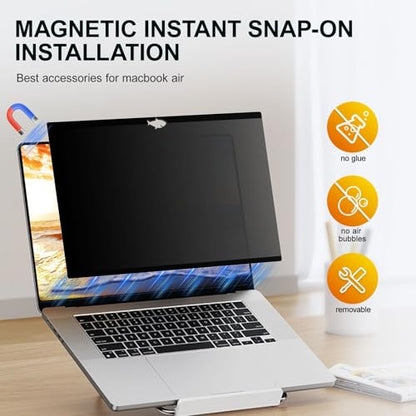 Magnetic Privacy Screen Compatible with MacBook Air 13.6/13 Inch (2022-2026 M2 M3 M4 M5), Removable Anti-Spy Laptop Privacy Screen Filter, Matte Anti Glare Blue Light Macbook Air 13 Inch Screen