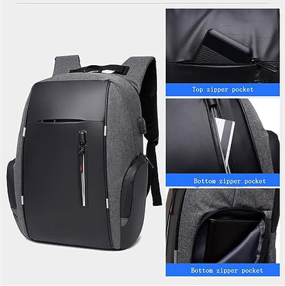 Men's Business Laptop Bag Multifunctional Rechargeable USB Backpack - color: Grey