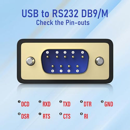 USB to RS232 Serial DB9 Male Cable, 2-Pack - size: 6FT, style: 2Pack USB to Serial DB9
