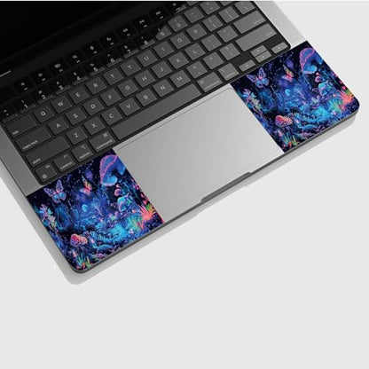 Universal Laptop Skin Sticker with 2 Wrist Pad Skins, Waterproof Scratch Resistant Vinyl Laptop Cover Decal, Cut to Fit for 11–15.6 Inch MacBook HP Dell Lenovo, Blue Mushrooms - color: Blue Mushrooms