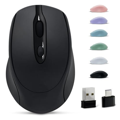 Bluetooth Mouse,Rechargeable Wireless for Laptop/iPad/MacBook Pro/Air, Silent Mouse Portable Slim for Surface Pro/PC/Lenovo/Samsung Tablet (Black) - color: Black