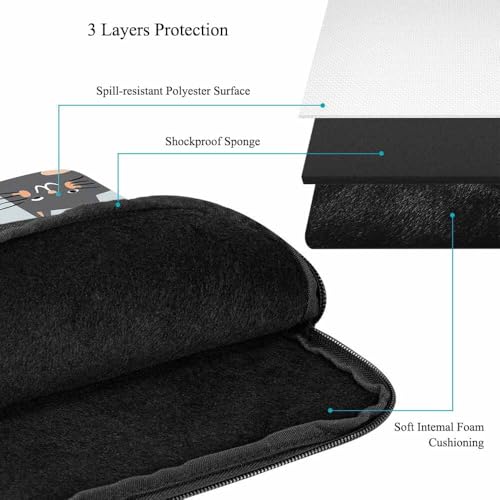 Laptop Sleeve Bag 15.4 15.6 Inch,Modern Cats Funny Cat Grey Protective Polyester Computer Cases Laptop Cover Briefcase Bag Tablet Travel Cover - color: LPS-017