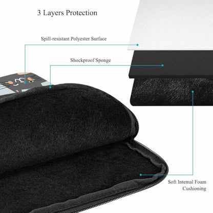 Laptop Sleeve Bag 15.4 15.6 Inch,Modern Cats Funny Cat Grey Protective Polyester Computer Cases Laptop Cover Briefcase Bag Tablet Travel Cover - color: LPS-017